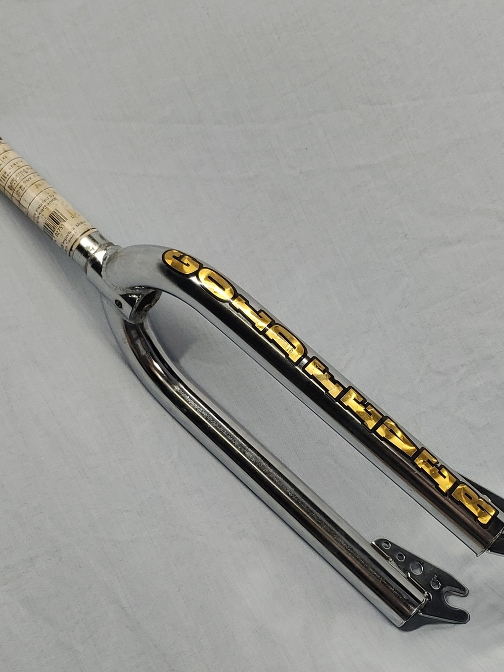 Chrome Bicycle Fork with Gold Accents - NOS